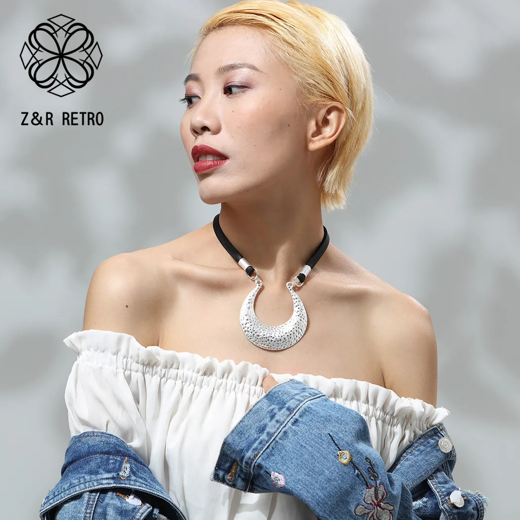 

Trendy Jewelry Choker Necklaces for Women Silver Color Pendants Leather Rope Goth Accessories Wholesale For Christmas 2022 New
