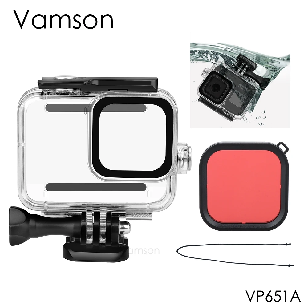 Черный водонепроницаемый чехол Vamson для GoPro Hero 8 45 м защитный дайвинга камеры Go Pro