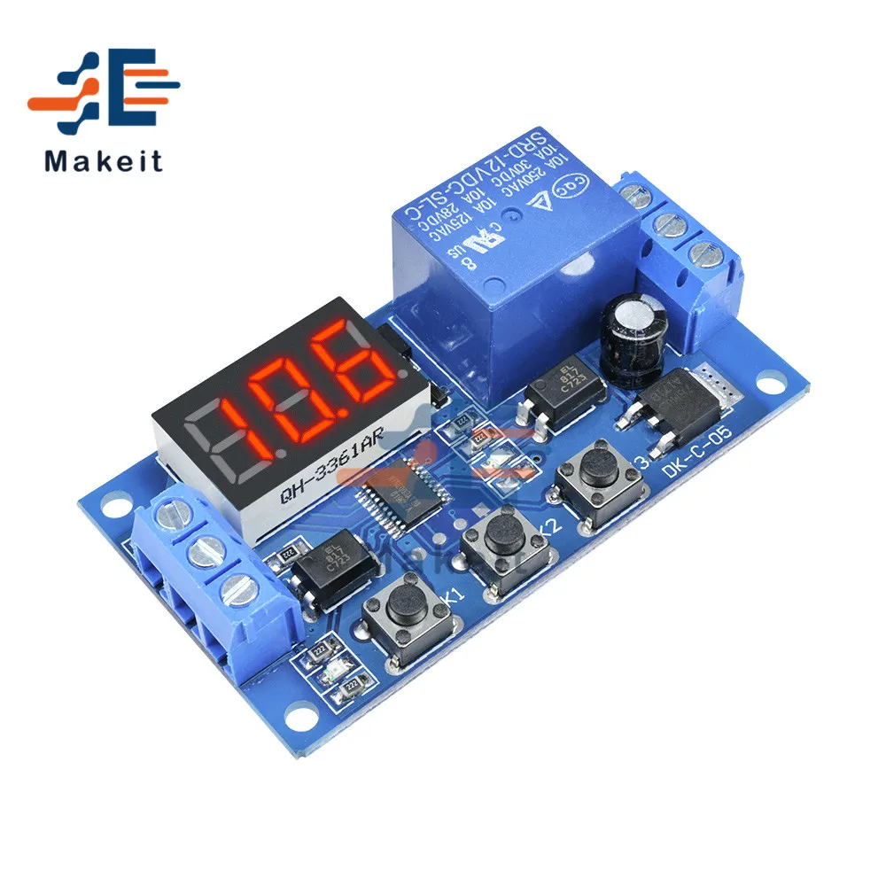 DC 12V светодиодный цифровой Дисплей реле за запозданиевремени модуль триггер
