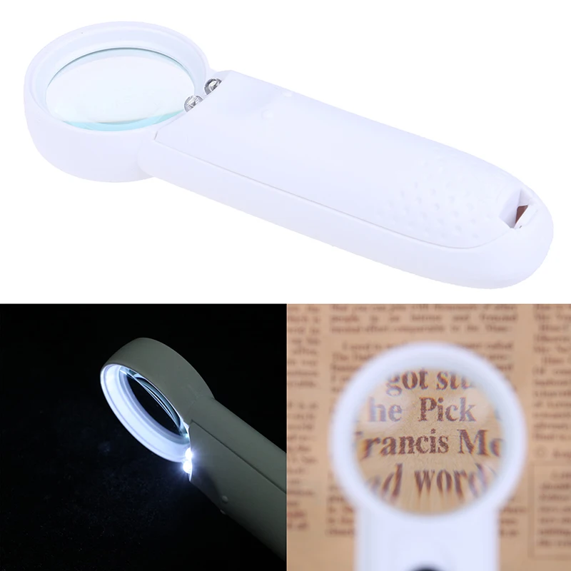 

37mm Lens Double LED Lamp 15x handheld Magnifying Glass Repair tool AAA Batteries