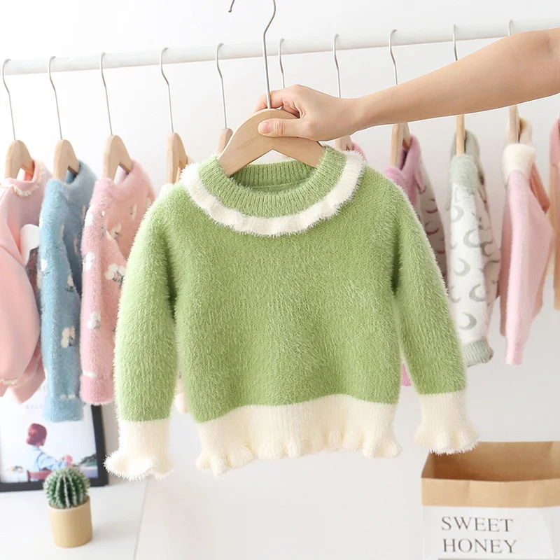 2019 Autumn Winter Sweater For Girls Baby Kids Children Ruffles Princess Knitwear Knit Pullover Sweaters Tops Outwear S10118 |