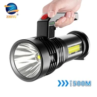6000lm led flashlight long shot use usb rechargeable outdoor camping lantern p500 waterproof searchlight spotlight floodlight