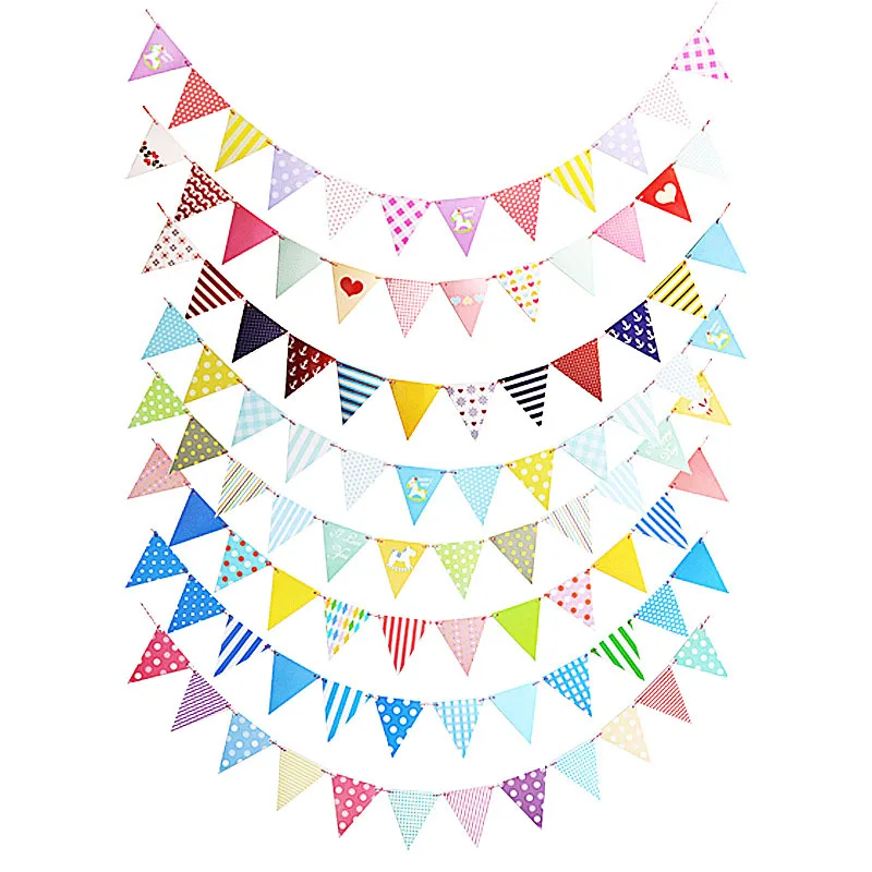 Яркие фетровые гирлянды 12 флажков 16 см|Флажки вымпелы и конфетти| |