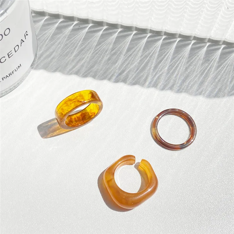 LETAPI корейские винтажные прозрачные разноцветные кольца из смолы шикарные