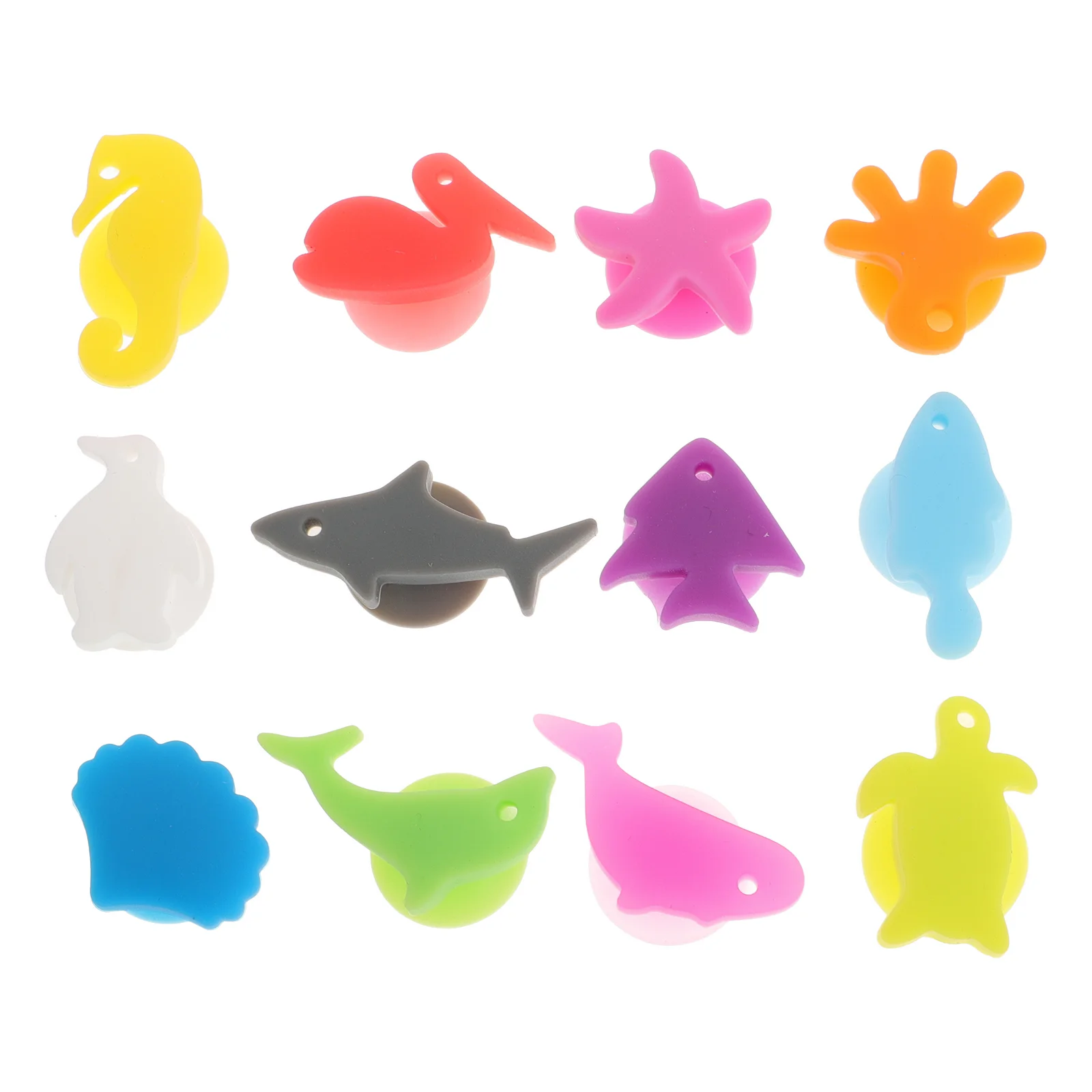 

12Pcs Adorable Silicone Fishes Glass Charms Colorful Silicone Drink Markers