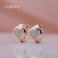 oujiaya love micro wax inlay cubic dangle earring women small 585 rose gold natural zircon drop earring luxury jewelry a52