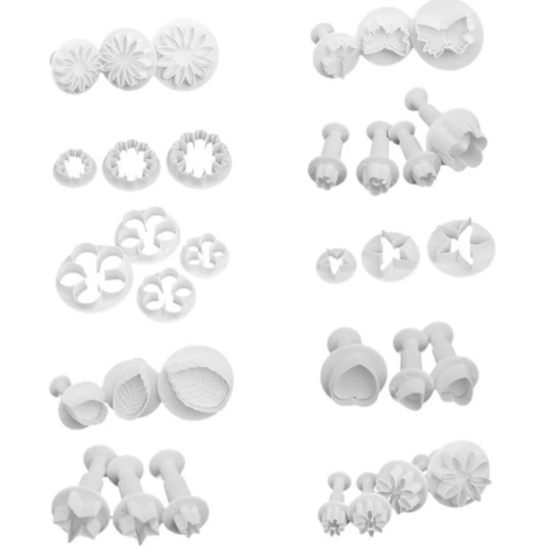 

33pcs Plunger Fondant Cutter Cake Tools Cookie Biscuit Cake Mold Mould Craft DIY 3D Cake Decorating Tools In Stock
