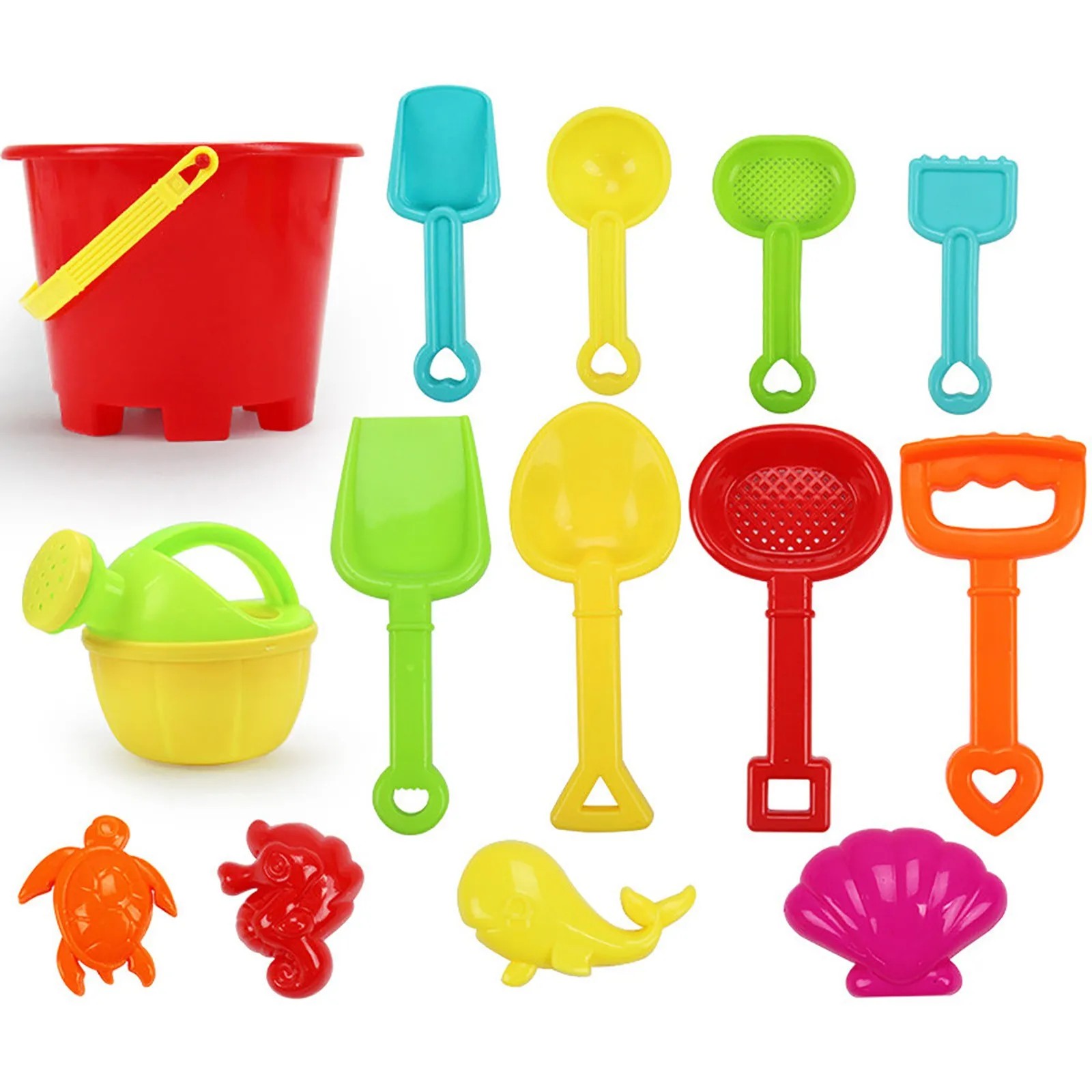 

14pcs Children's Beach Plastic Toy Set Colored Animal Sand Mold Sprinkler Shovel Bucket Toy Model Kids Fun Seaside Toy Gift#W