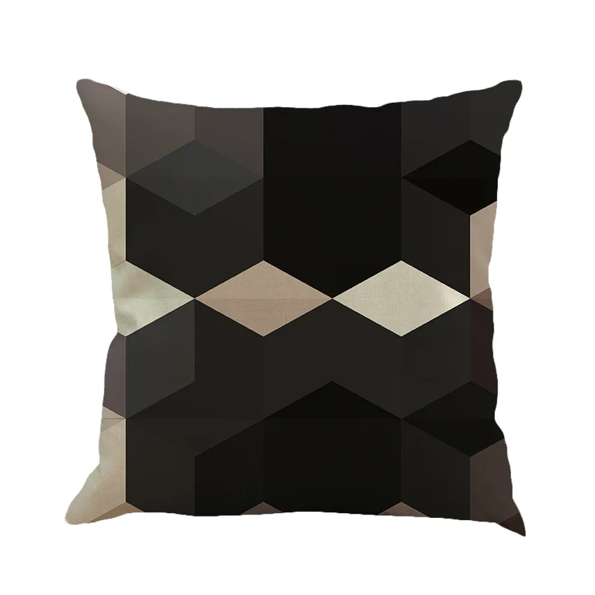 Чехол для диванной подушки из хлопка и льна с нестандартным геометрическим