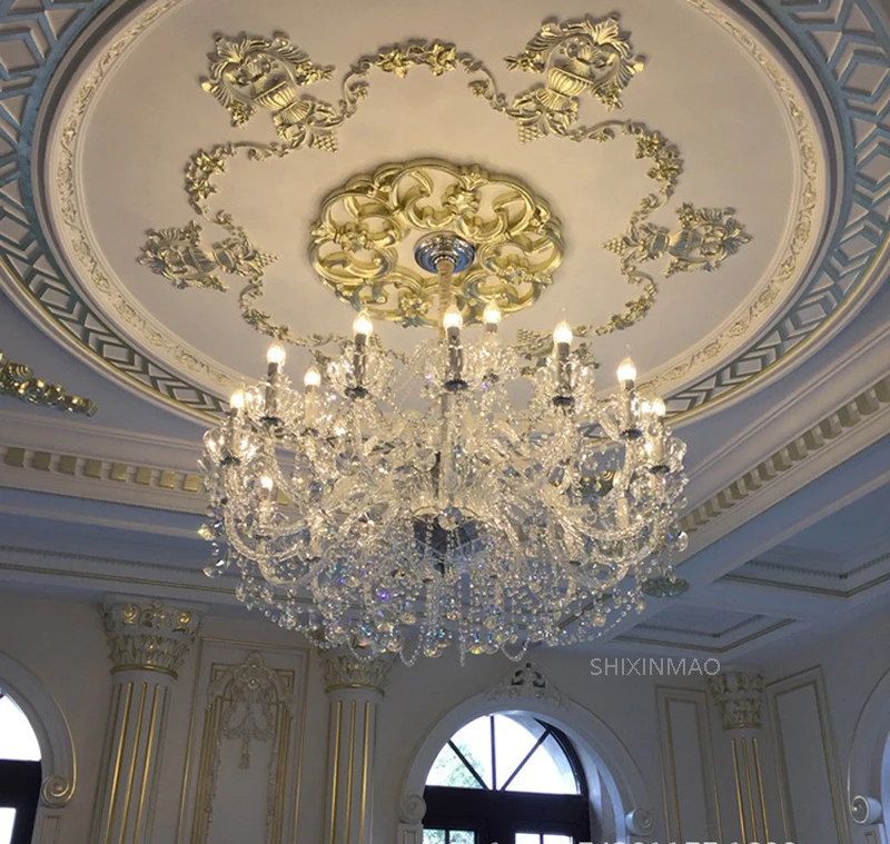 

Прозрачная Хрустальная люстра, 6/8/12/15/24/30/35/42 головки, золотистая/серебристая фурнитура, Светильники для дома/гостиницы, магазина общественн...