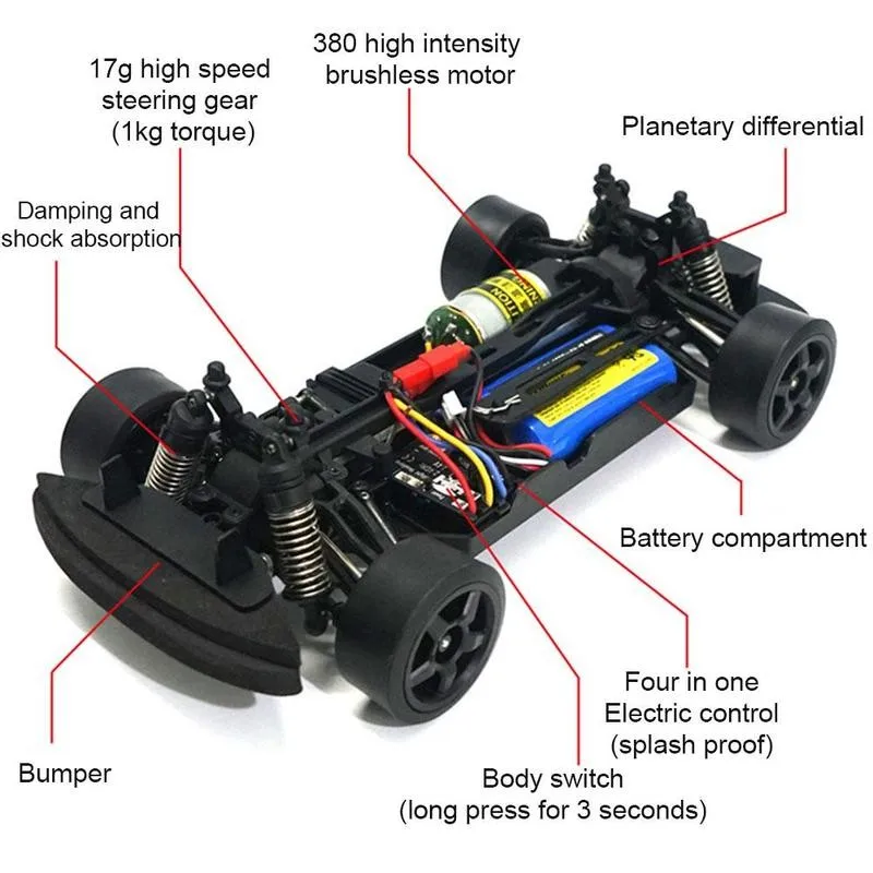 

1/16 Rc Drift Car 2.4g 30KM/H High Speed Four-wheel Drive Car Charger Electric Toys Mini Race Car Racing Drift Car Kids Gift