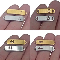 engraving nameplate couple bracelet stainless steel gold bending tag charm connector bracelets family child lover valentines day