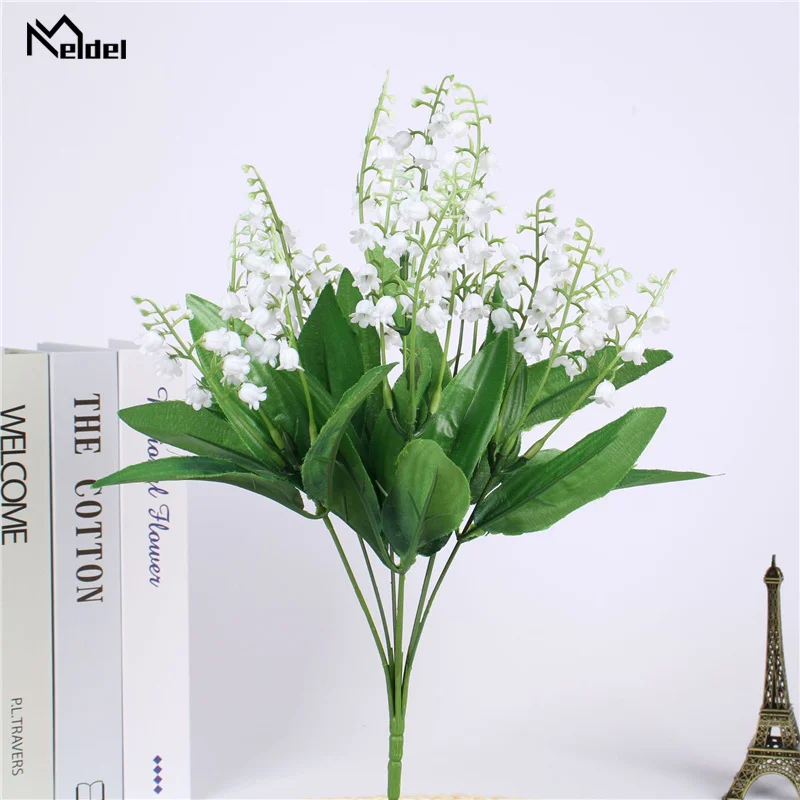 

Meldel Plastic Lily Valley Artificial Flower Fake Fower Wedding Decoration Bride Holding Photography Props Bellflower Campanula