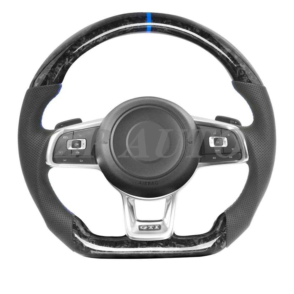 

Customized Forged Carbon Fiber Alcanrata/Nappa/Perforated Leather For Volkswagen Golf GTI/R MK7 MK7.5 Steering Wheel Assembly