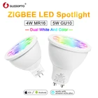 Высококачественный светодиодный просветильник GLEDOPTO Zigbee 3,0 RGB + CCT 5 Вт GU10 для умного дома, диммер AC100-240V, двойной светильник, работа с Alexa Echo Plus