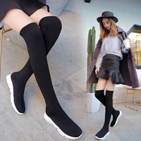 2020 new spring elastic over the knee boots women socks black boots long thigh high knitting boots sneakers y2