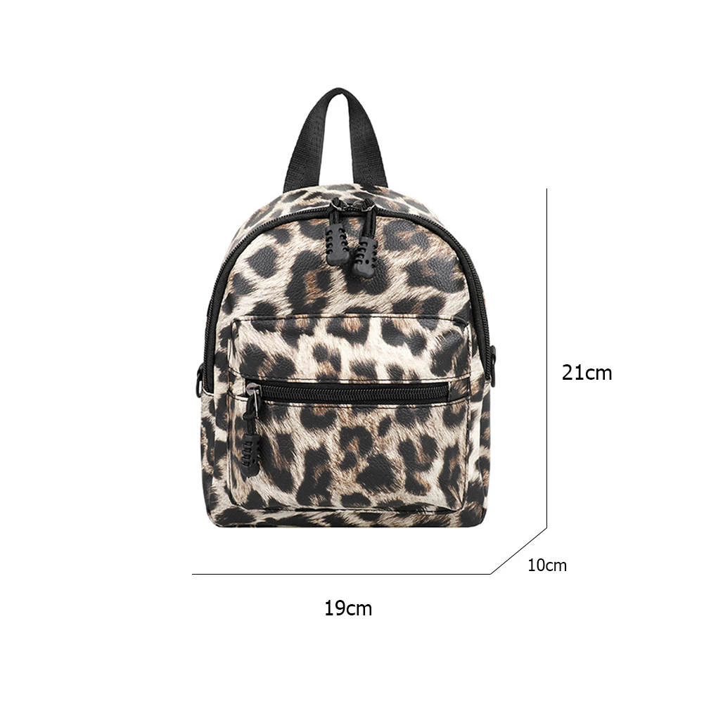 

Chic Women PU Printing Shoulder Crossbody Bag Ladies Leopard Pattern Vintage Small Backpack Student Fashion School Bag