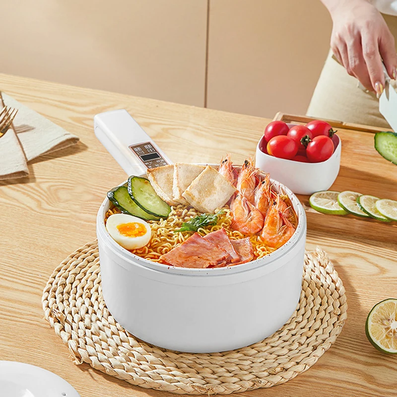 700W Electric Cooking Pot Portable Hot Rice Cooker Multicooker Ceramic Liner Smart Skillet Single/Double Layer 1.6L | Бытовая техника