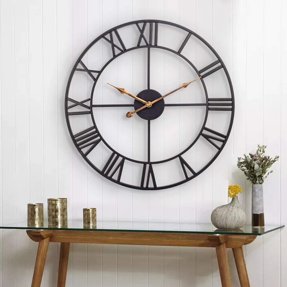

Large Roman Numeral Metal Wall Clocks for Indoor Outdoor Home