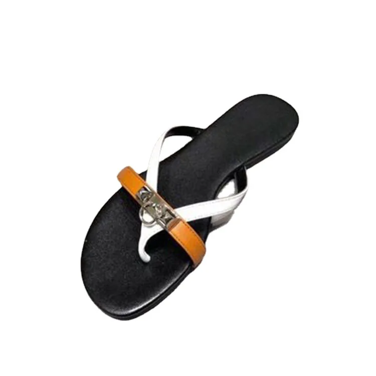

2021 Summer New Flip Flops Flip Flops Holiday Color Matching Beach Wear Casual Flat Sandals and Slippers Large Size Women