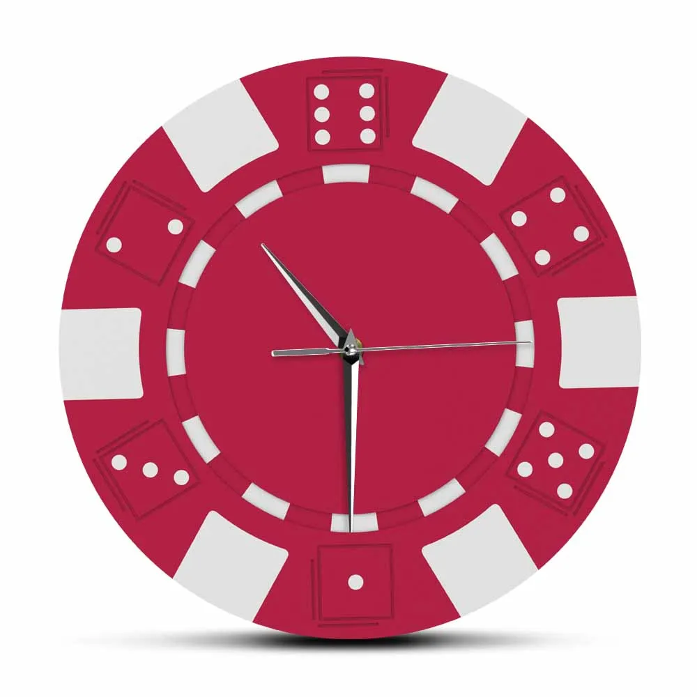Цветные акриловые большие настенные часы с принтом фишек для азартных игр в Лас