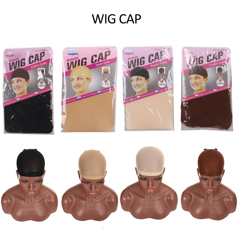 

DIANQI 2pieces Black/Coffer/Skin colors Wig Cap Stocking Elastic Liner Mesh For Making Wig Cap
