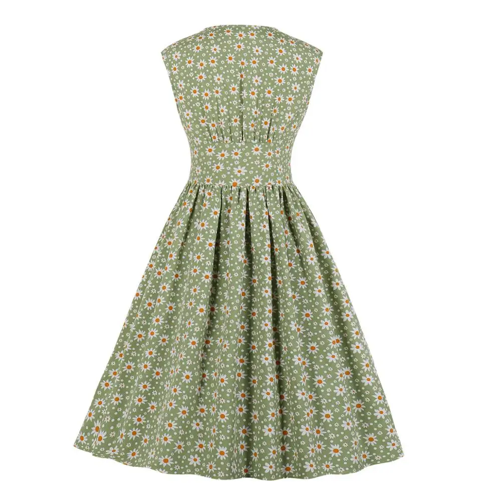 

Sleeveless Casual Summer Dress VD1449 Yellow Grey Green A Line Floral Print Woman Dress Plus Size sommerkleid