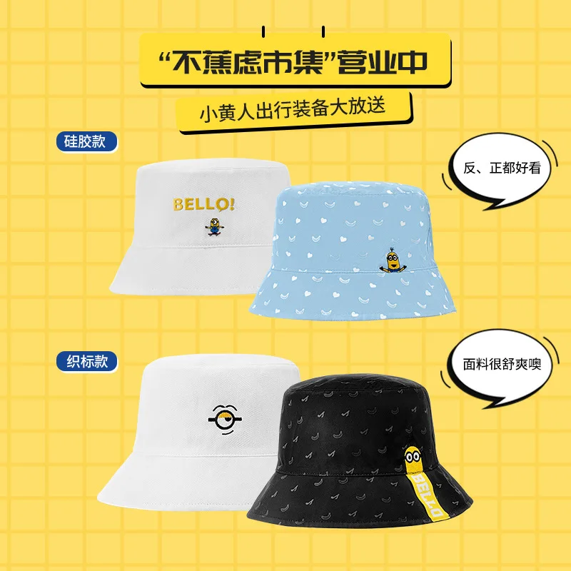 Миньоны детские шапки милые рыбацкие двухсторонние рыбака универсальные для