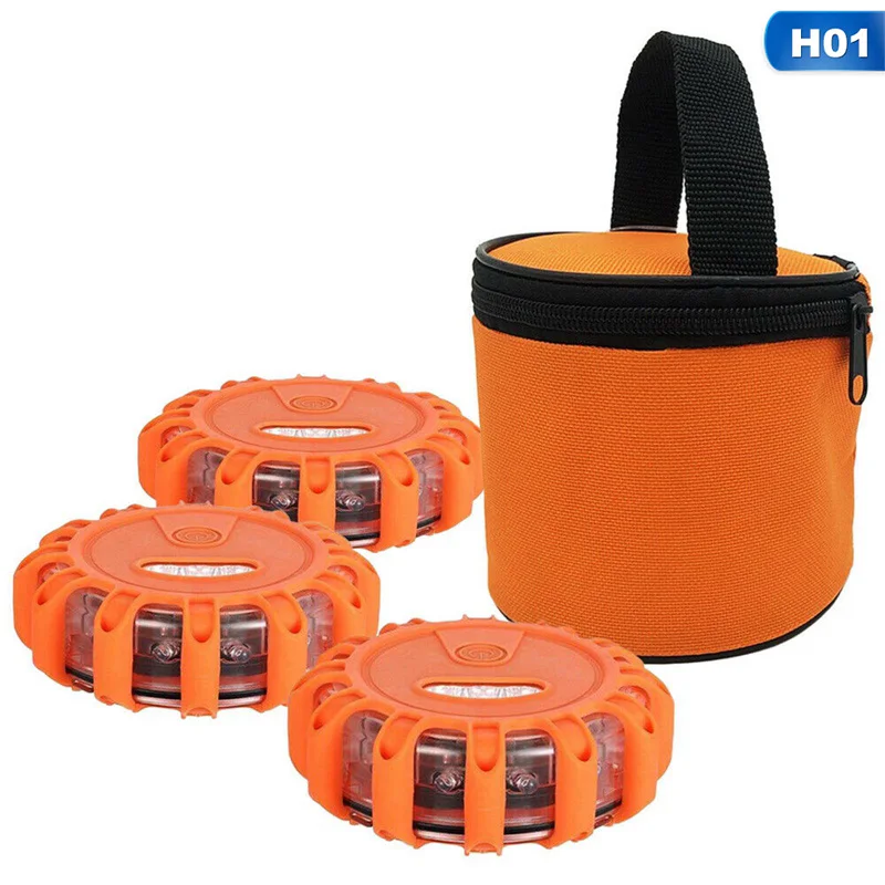 

Fit 3pcs/pack LED Emergency Roadside Safety Flashing Beacon Warning Strobe Light Car Roadside Emergency Flares