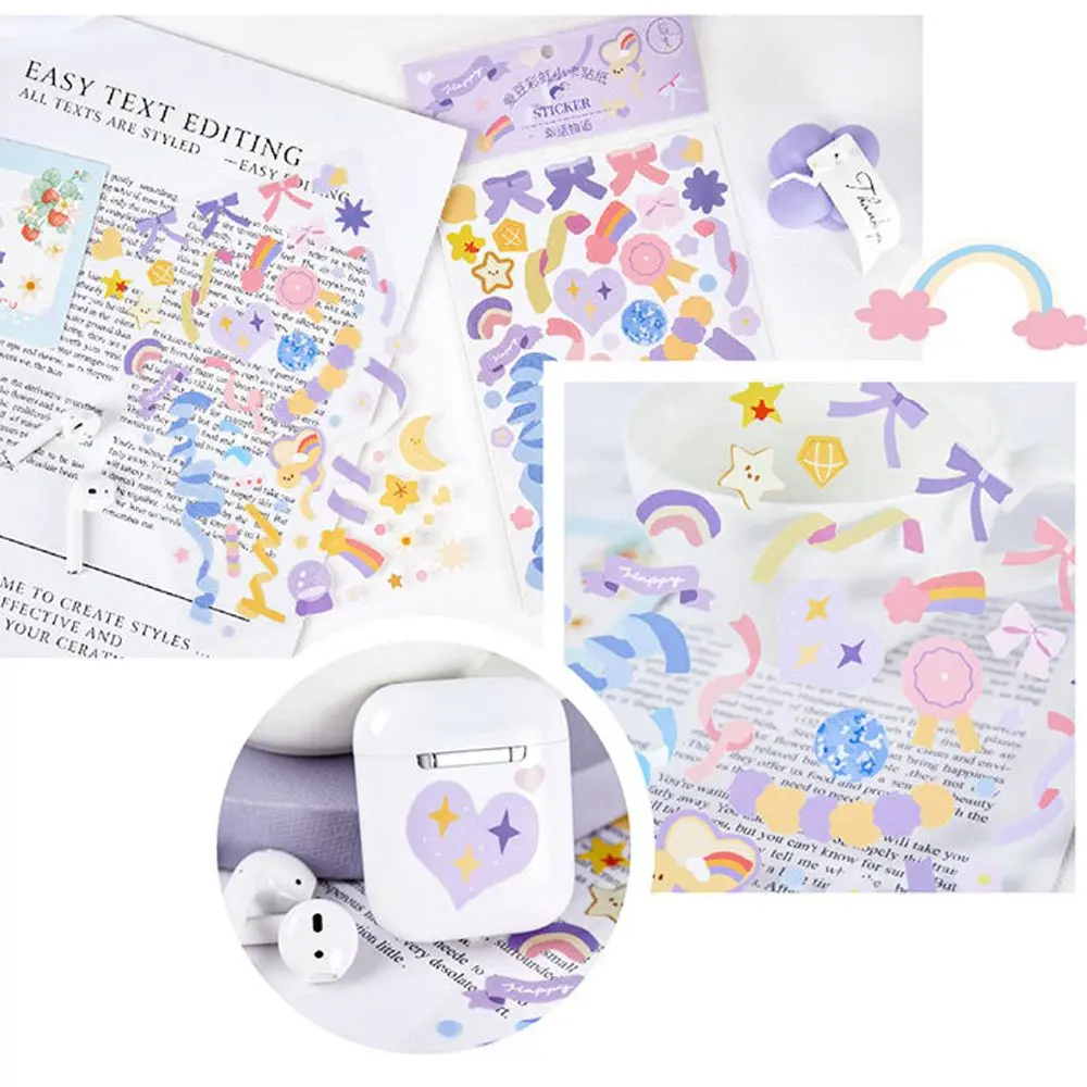 

Glossy Ribon Series Decorative Stickers Cartoon Creativity Idol Card Decor Collage Material Plain Sheet Sticker Handbook Sticker