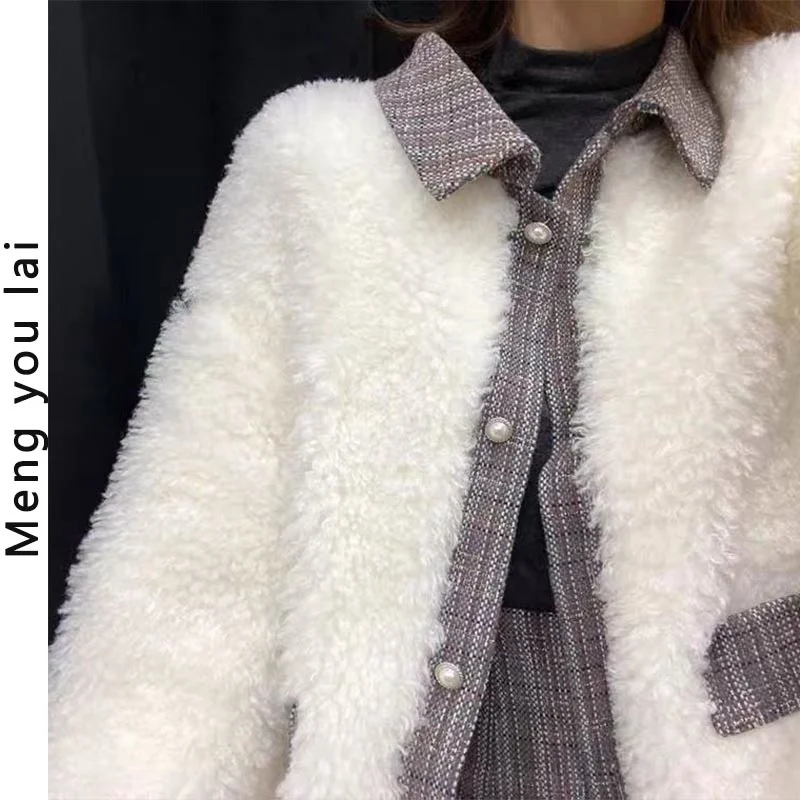 

CMAZ 2021 Autumn Winter Thick Coats for Women Autumn and Winter Motorcycle Baseball Uniform Style Lamb Wool Short Coat Women's