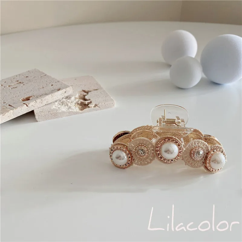 

Lilacolor Lace Pearl Crystal Square Hair Claw for Women Girls Vintage Hair Accessories Fashion Jewelry