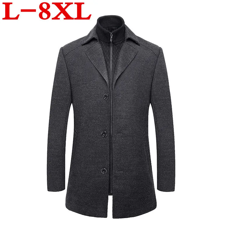 

6XL 7XL 8XL Plus size 5XL 4XL & Coats Single Breasted Casual Mens Blend Jackets Full Winter For Male Wool Overcoat