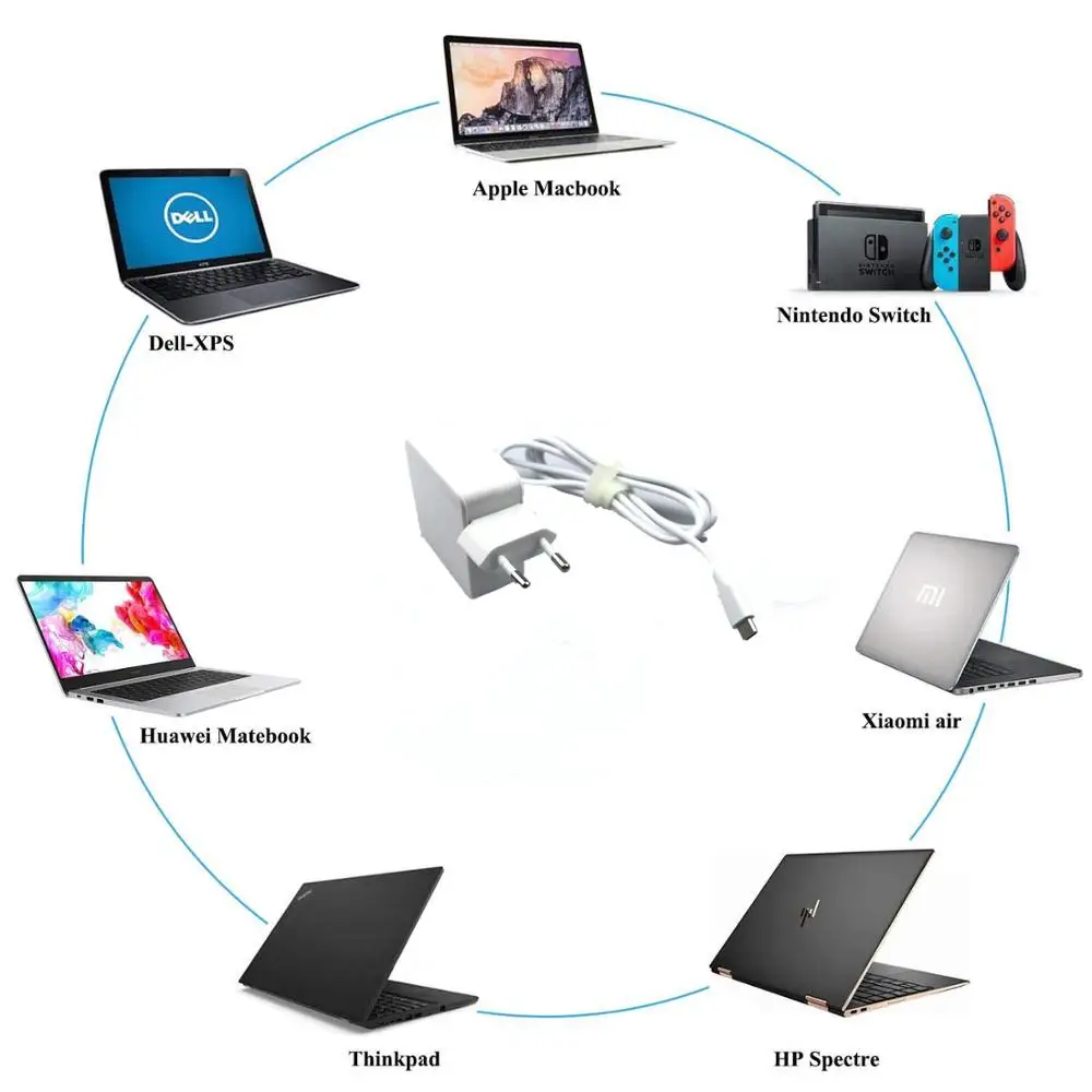 Адаптер для ноутбука с интерфейсом USB Type-C 45 Вт MacBook Pro/Air 2018 iPad Pro Samsung Chromebook Pro/Plus S10/S9
