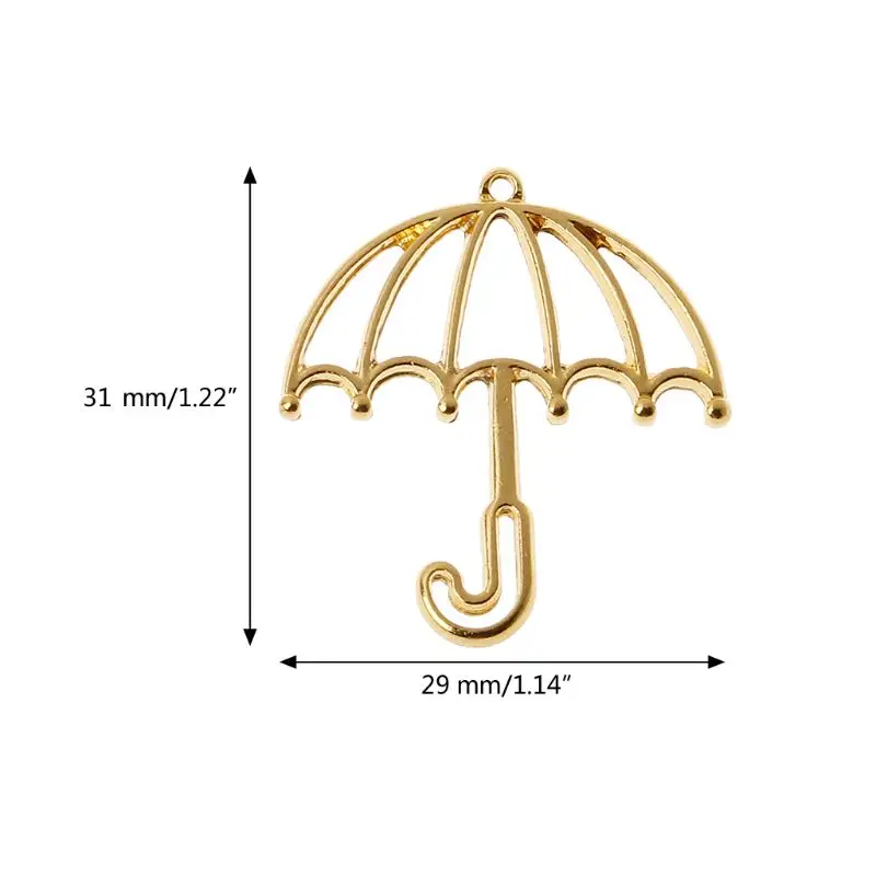 

87HC 5Pcs Gold Umbrella Resin Frame Open Bezels Setting Blank Pendant Jewelry Making