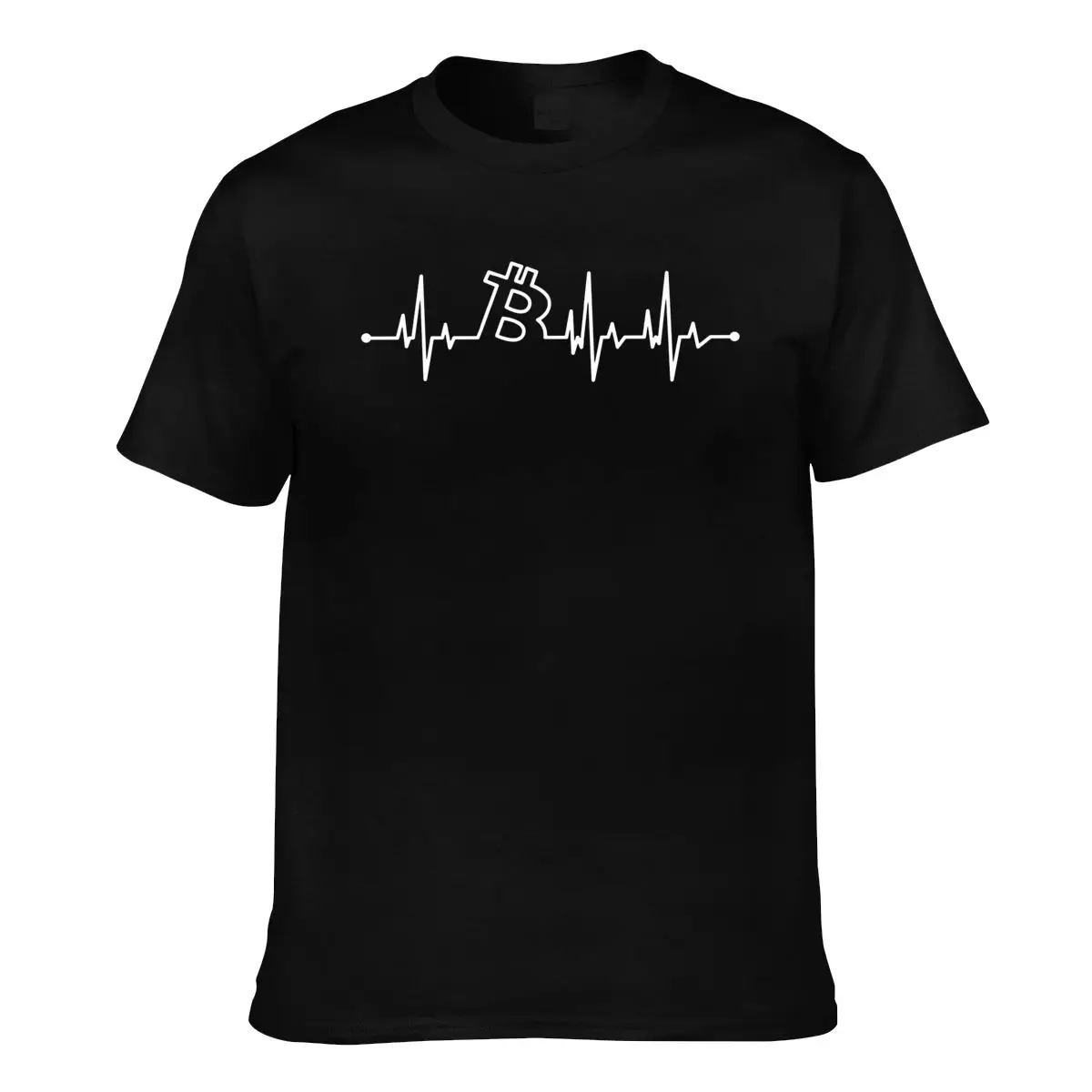 

Heartbeat Bitcoin Letter Print T Shirt Cryptocurrency BTC Short Sleeves Summer T-Shirt Graphic 100 Percent Cotton Tshirt Man