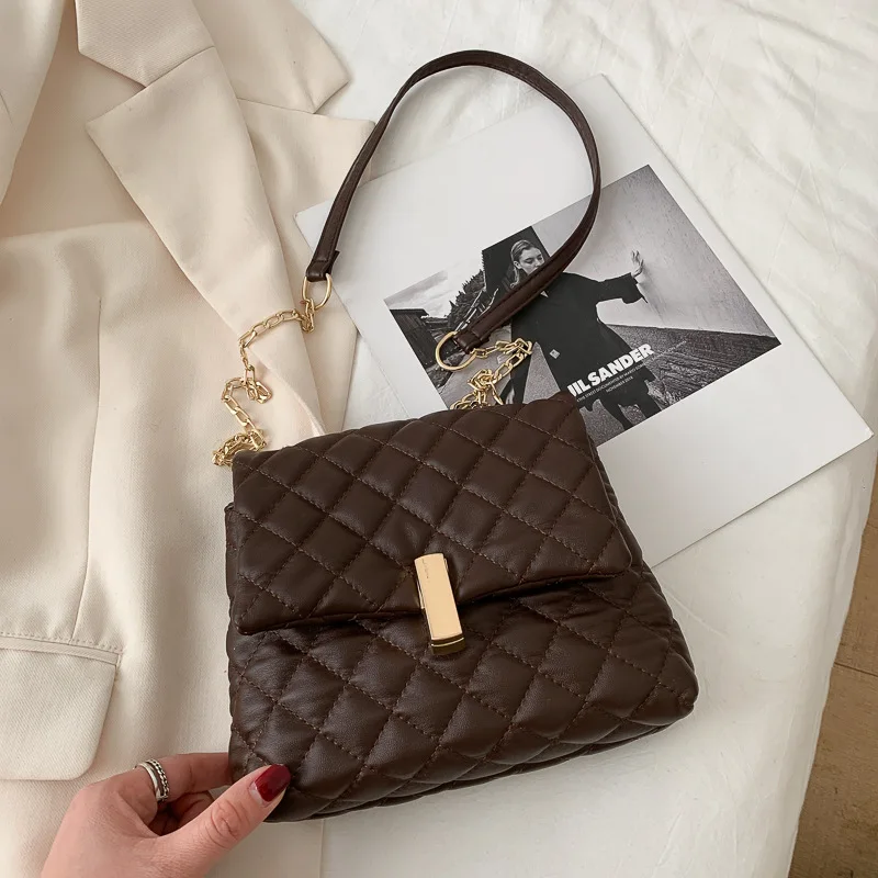 

Women Fashion Shoulder Bag Chain Crossbody Bags Designer Soft PU Leather Handbags And Purses Solid Color Messenger Bag
