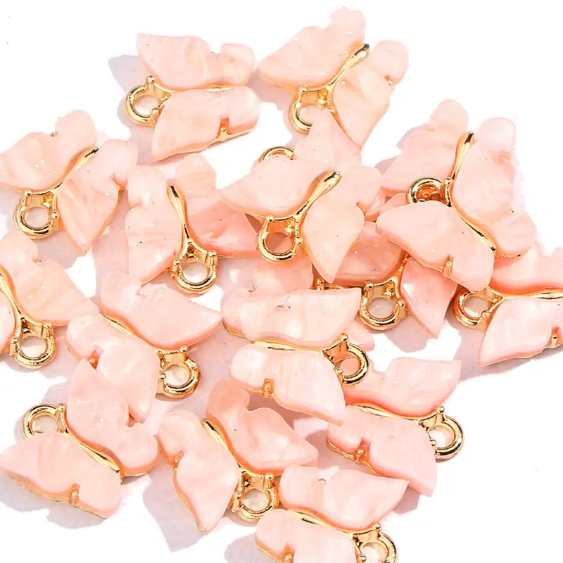 

JJFOUCS 10Pcs/set Fashion Shining Acrylic Butterfly Gold Color for Earring Necklace Pendant DIY Jewelry Accessories Wholesale