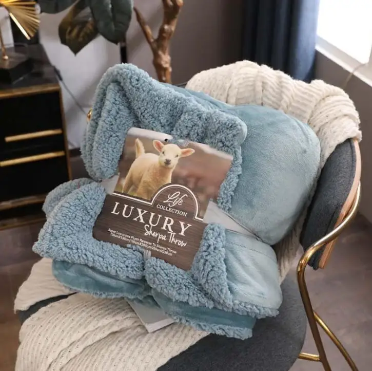 Sherpa Fur Home Bedding Blankets Thick Winter Plush Plaid Bedspread Newborn Sleeping Quilt Berber Fleece Outdoor | Дом и сад