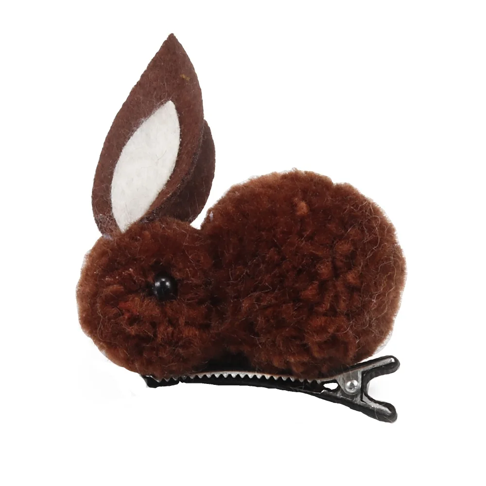 Hair clip Coffee Модная обувь с милыми помпонами из кроличьей шерсти кольцо женский галстук веревки в Корейском стиле с эластичной резинкой на резиновые резинки для волос Банни заколка для волос Детская Женские аксессуары для волос - Цвет: Hair clip Coffee