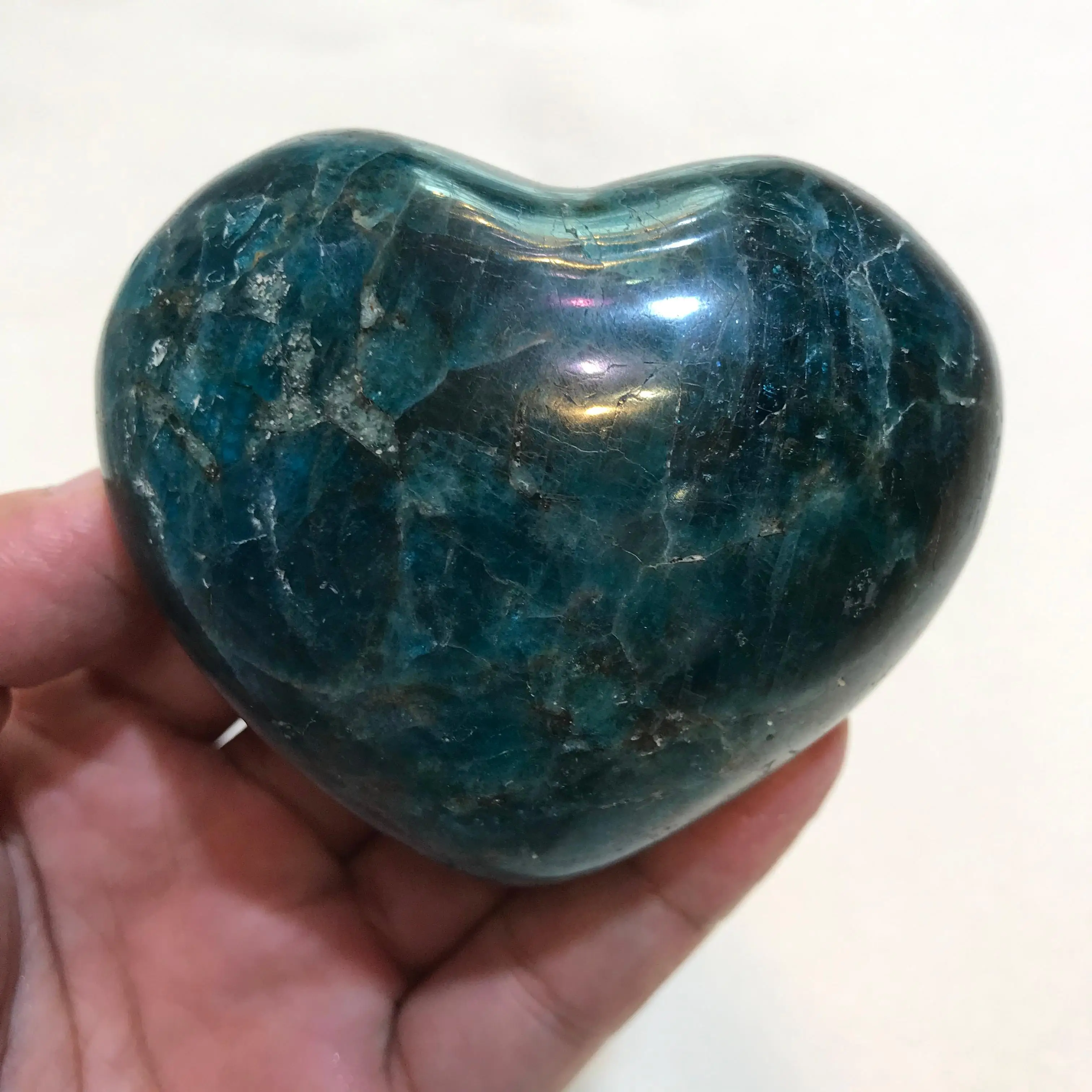 

Natural blue apatite heart-shaped quartz mineral crystal solidification