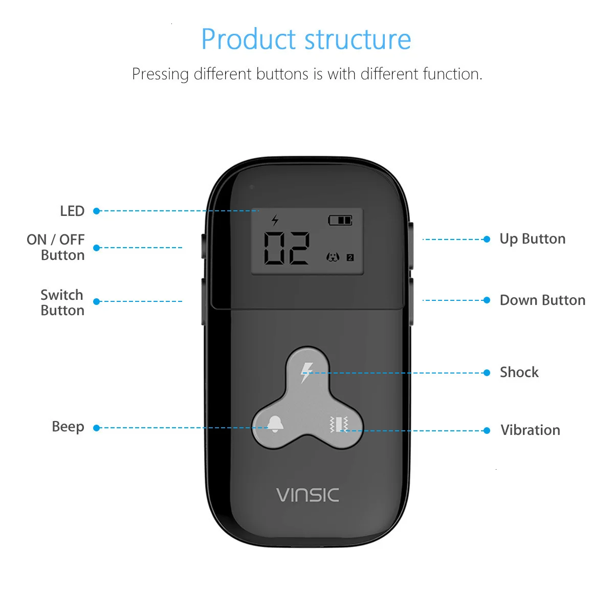 300M Remote Dog Training Collar Electronic Vibration Shock Collars Rechargeable IP67 Waterproof LCD Display Anti Bark Trainer