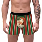 Мужские боксеры, шорты, рождественское нижнее белье в полоску с забавным принтом Санта, хорошее качество, эластичные мягкие Рождественские трусы, мужские брюки большого размера