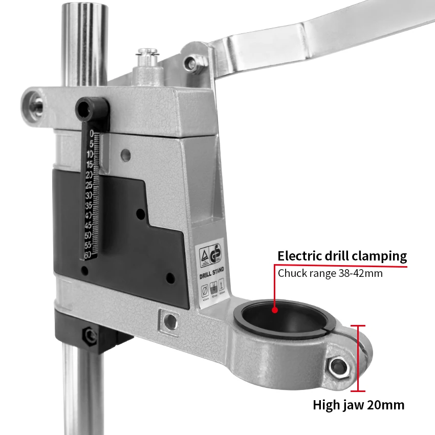 Electric Drill Stand Workbench Pillar Pedestal Clamp for Drilling Collet Adjustment Scale and Stop Added Functionality | Инструменты