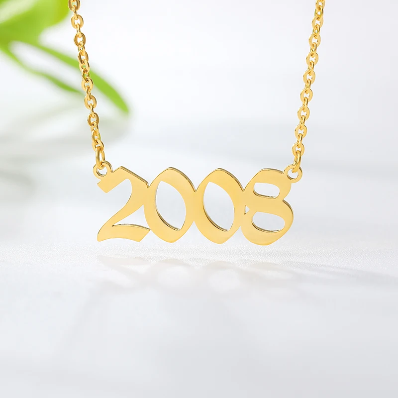 

Stainless Steel 1985-2020 Birth Year Necklace for Women Men Choker Date Number Pendant Necklaces Jewelry Commemorat Gift