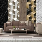 Настенная роспись под заказ, современный минималистичный геометрический дизайн, мрамор, камень, древесина, отделка стен, картина 3D