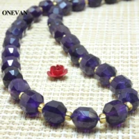 onevan natural a amethyst deep purple crystal quartz faceted cylinder beads 7x8mm stone bracelet jewelry making diy design