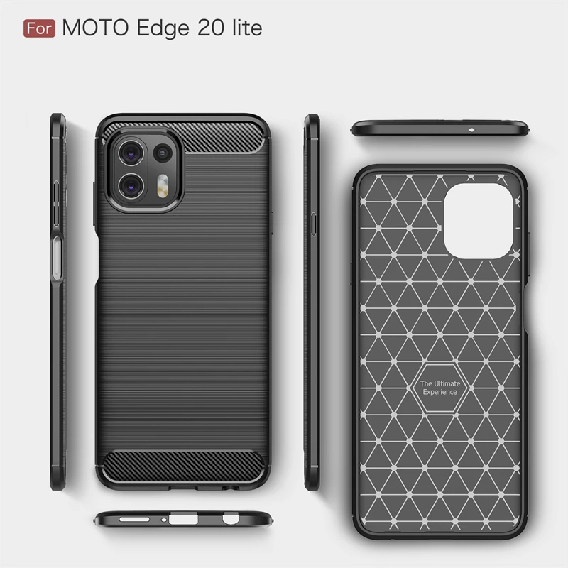 Carbon Fiber Cover For Motorola Edge 20 Lite Case Rubber Silicone Back Case For Motorola Edge 20 Lite Case For Moto Edge 20 Lite