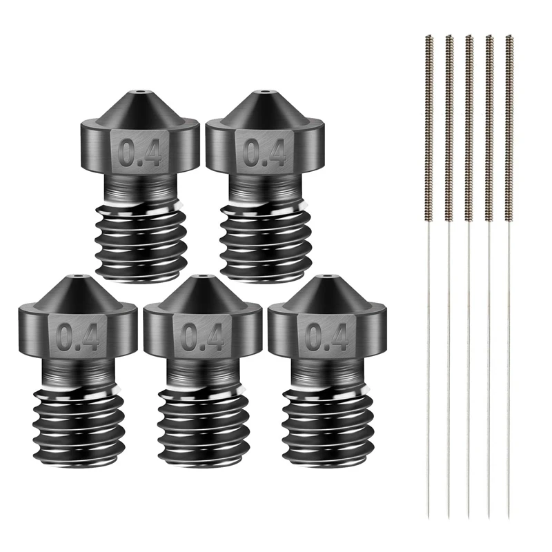 

[5Pcs/Pack] 3D Printer for Volcano Nozzles 0.4mm Hardened Steel High Temperature Pointed Wear Resistant 0.4
