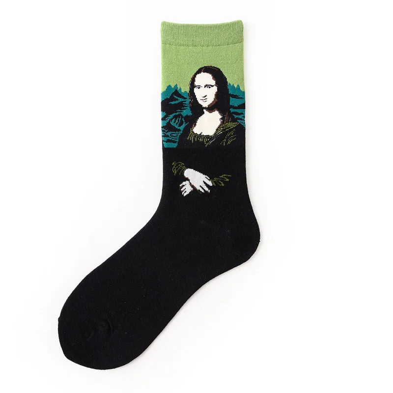 Vintage Art Van Gogh Oil Painting Socks 10 Pairs Fashion Socks Mona Lisa Crew Socks Fashionable Female Funny Sock Female